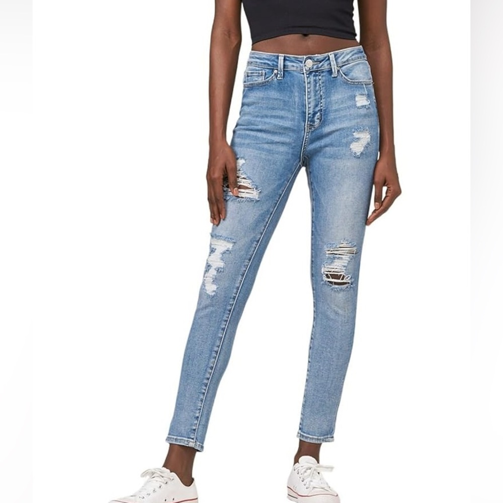 New Wax Jeans Light Blue Ripped Skinny Jeans Size 29